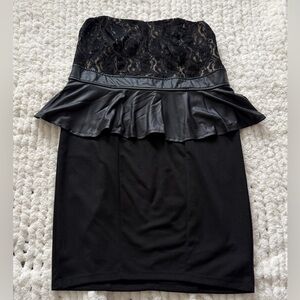 Torrid Black Strapless Lace and Faux Leather Dress